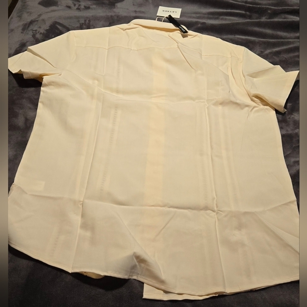 LETSEE Men's Button Down Beach Shirt #575, 576, 577 - Picture 3 of 12
